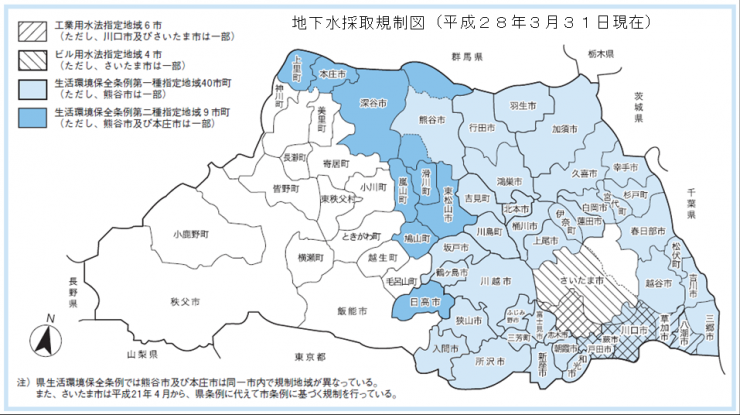 地下水採取規制図（平成28年3月31日現在）