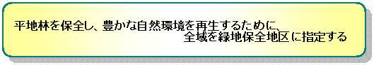 平地林を保全し、豊かな自然環境を再生するために、全域を緑地保全地区に指定する