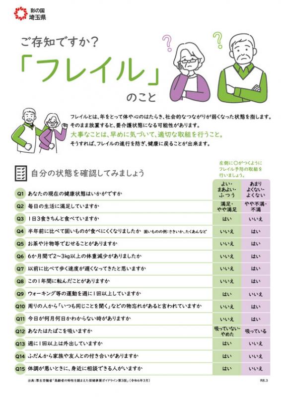 令和7年度版「ご存知ですか？「フレイル」のこと」表