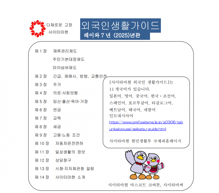 2025年生活ガイド表紙（韓国・朝鮮語）