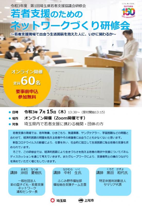 令和3年度第1回若者支援のためのネットワークづくり研修会チラシ