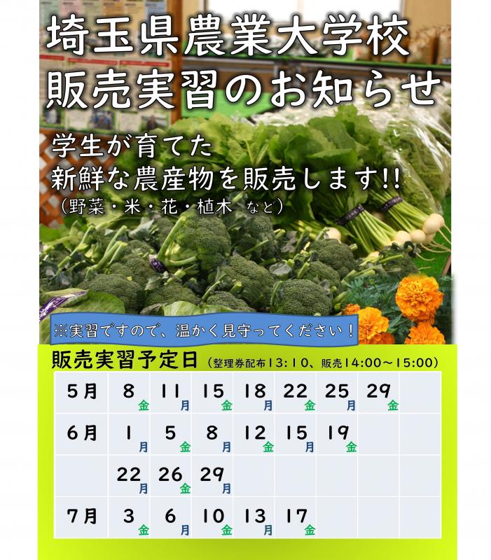 販売実習日程（令和8年5月～7月）