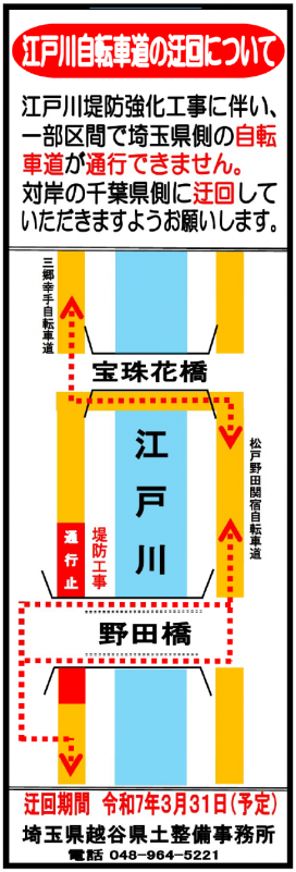 江戸川自転車道工事区間迂回路