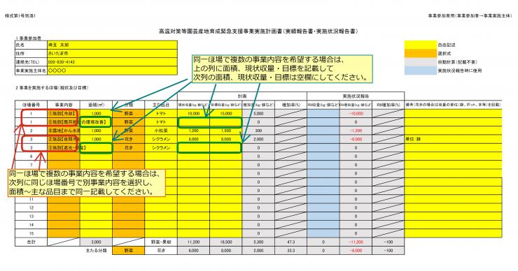 実施要領様式第1号別添1記入例