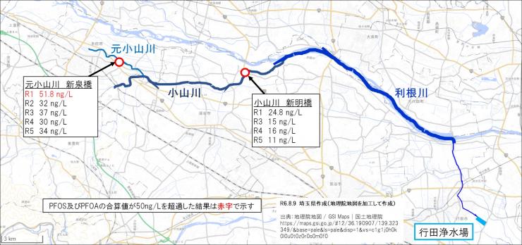 元小山川及び小山川の調査結果