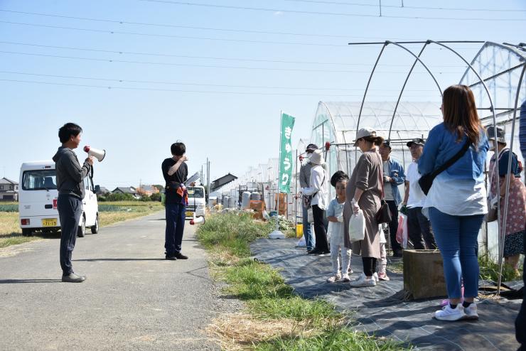 協議会会員のハウスで市民等向けに実施したきゅうり収穫体験