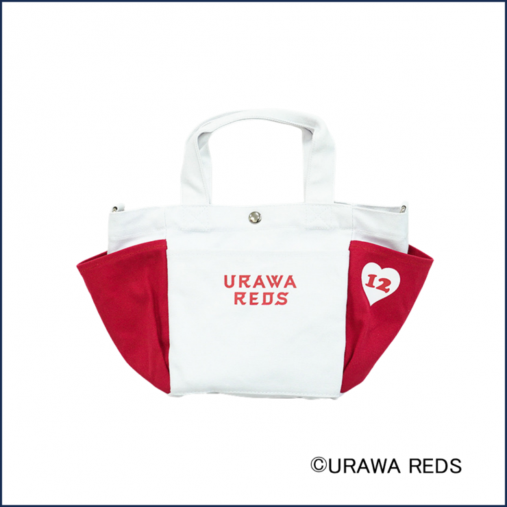 三菱重工浦和レッズレディースのB賞、サイン入りサイド ポケット付きミニトートバッグ