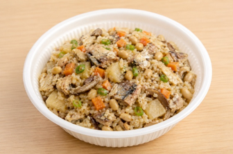 鯖缶と冬野菜の味噌玄米混ぜご飯