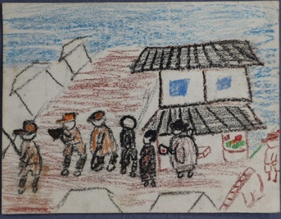 ［出征風景］（クレヨン画） （川田氏収集文書11117）