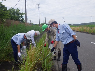 道路歩道部のゴミ拾い
