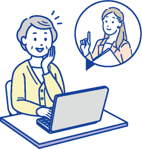 オンラインセミナーを受講するシニアのイラスト