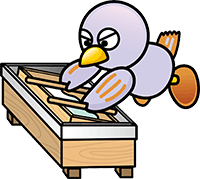 紙すきをするコバトンのイラスト