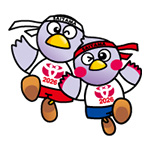 ねんりんピックを応援するコバトン、さいたまっちのイラスト