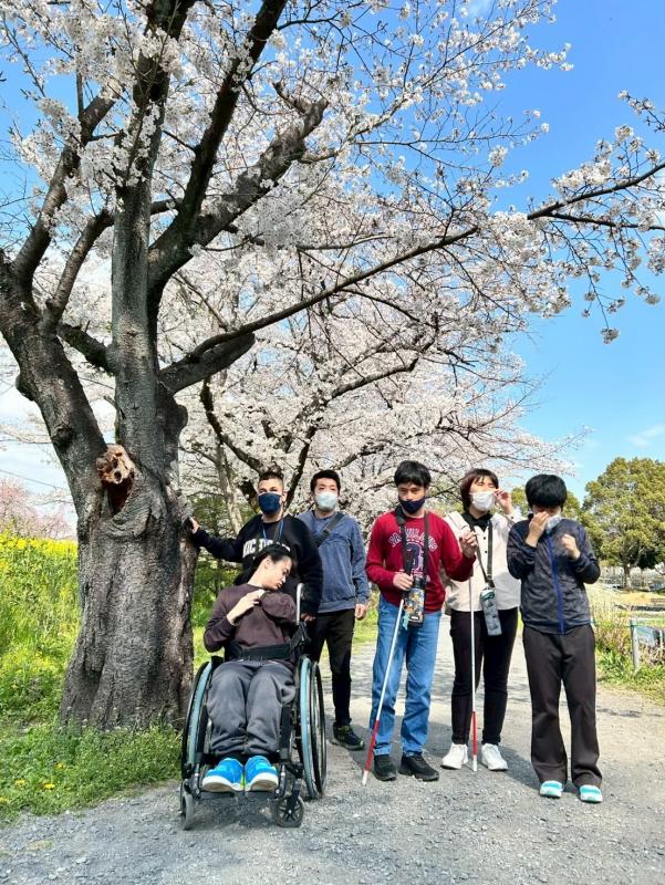 レクレーションの時間に近所の公園でお花見