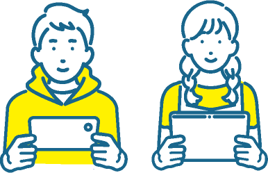 スマホやタブレットでバーチャルユースセンターを利用しているイメージイラスト