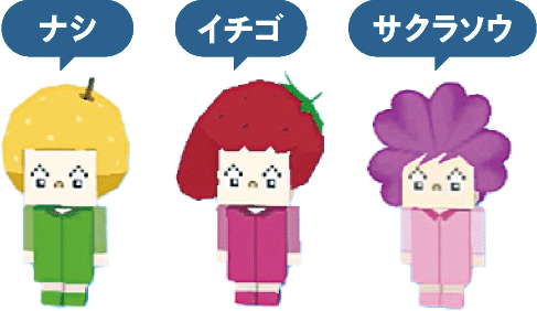 なし、いちご、さくらそうのアバター例