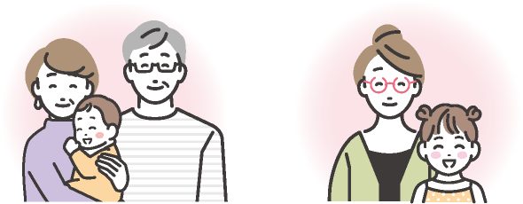 さまざまな里親のイラスト