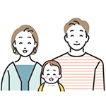 こどもと里親夫婦のイラスト