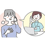 電話をかけてホッとしているイラスト