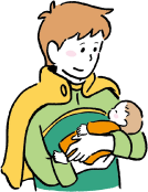 男性が赤ちゃんを抱いているイラスト