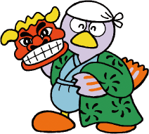 獅子舞とコバトンのイラスト