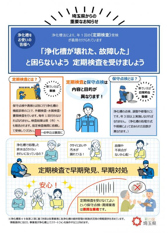 浄化槽をお使いの皆様へと題されたA4チラシ