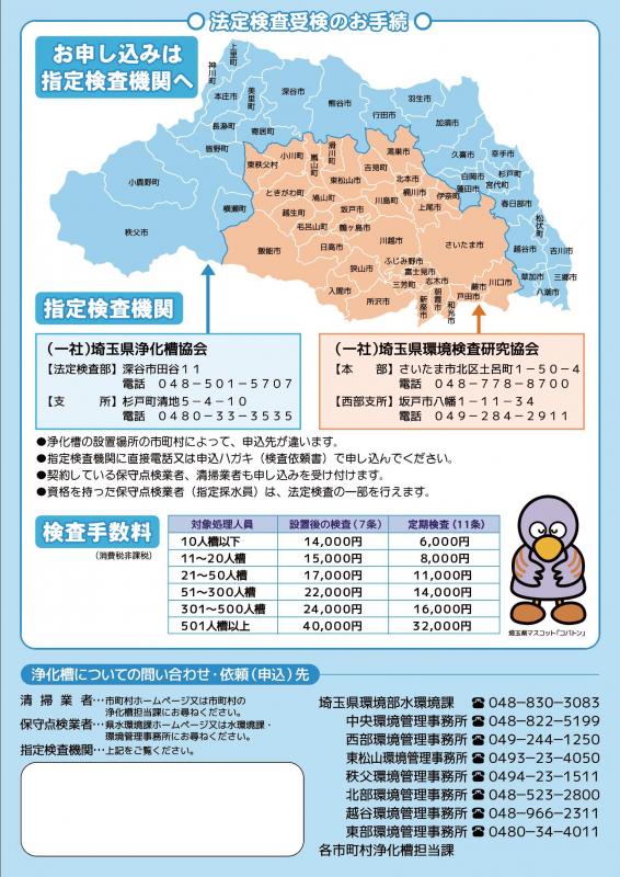 浄化槽の法定検査は使用されている方の義務ですと題されたチラシ