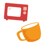 電子レンジとマグカップのイラスト