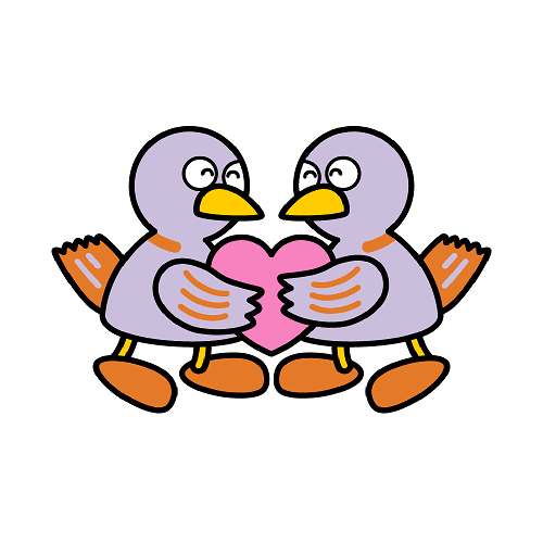 コバトンとさいたまっちがハートを抱える画像