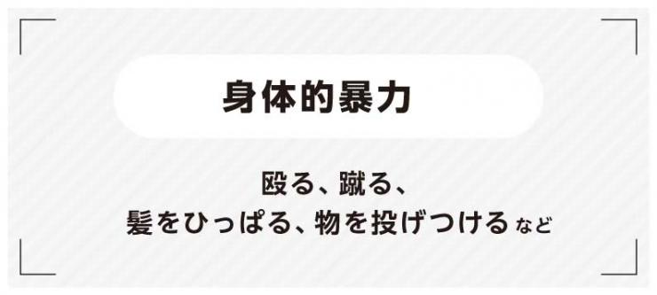 身体的暴力(殴る、蹴る、髪をひっぱる、物を投げつける)など