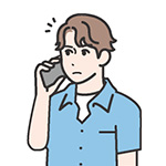 男性が電話で相談しているイラスト
