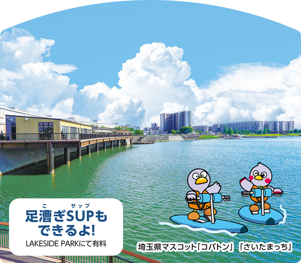 足漕ぎSUP(サップ)もできるよ!LAKESIDE PARKにて有料