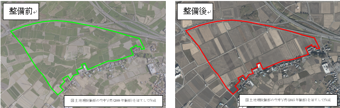 ほ場整備事業の前後図2