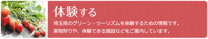 体験する　埼玉県のグリーン・ツーリズムを体験するための情報です。果物狩りや、体験できる施設などをご案内しています。